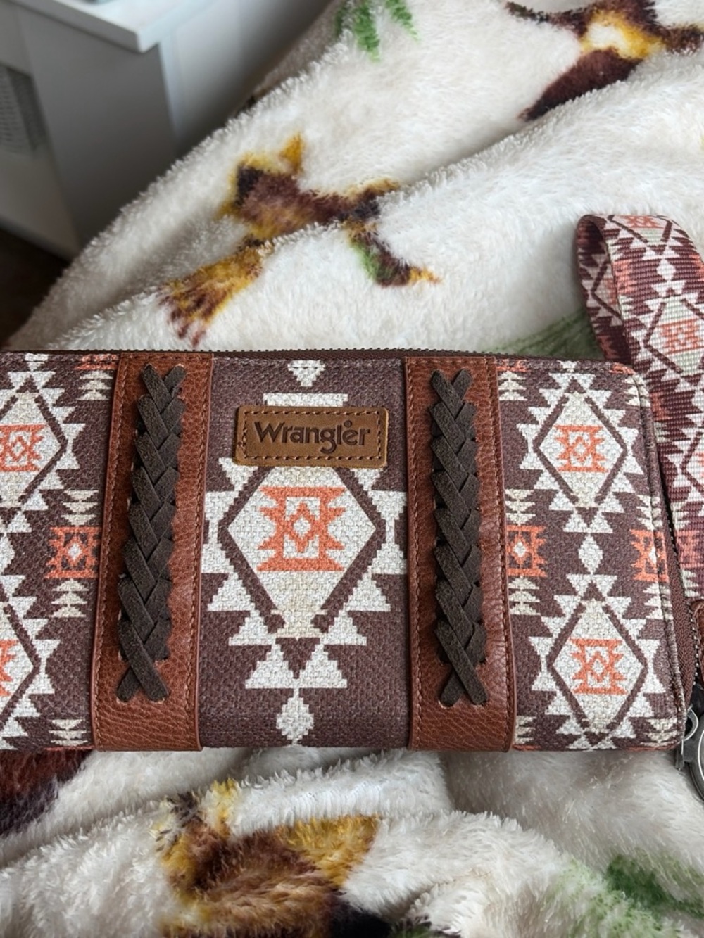 Wrangler Brown Aztec Pattern Unused Wristlet